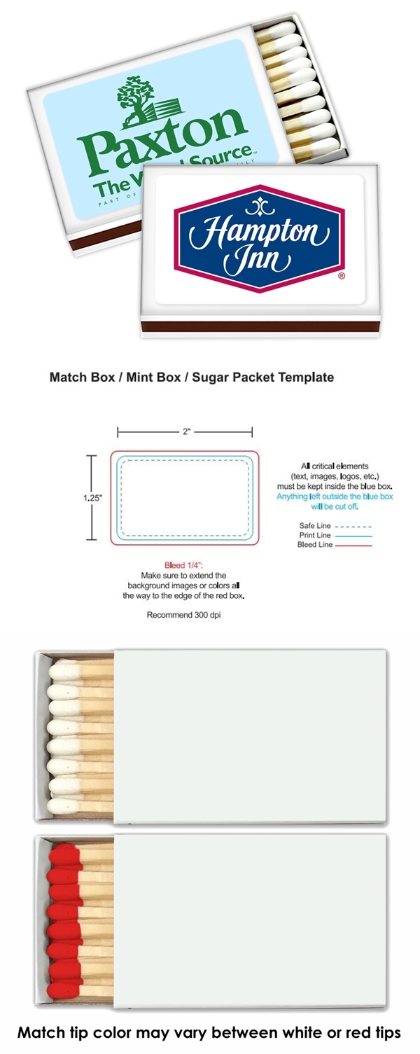 Custom Corporate Logo Promotional White Matchboxes (Set of 50)