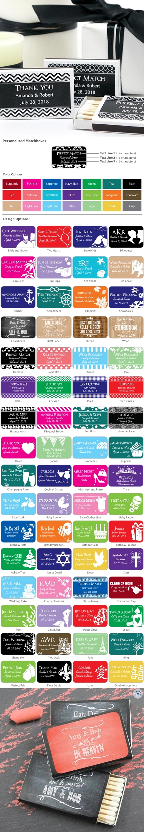 Personalized Matchboxes with Silhouette Designs (Set of 50)