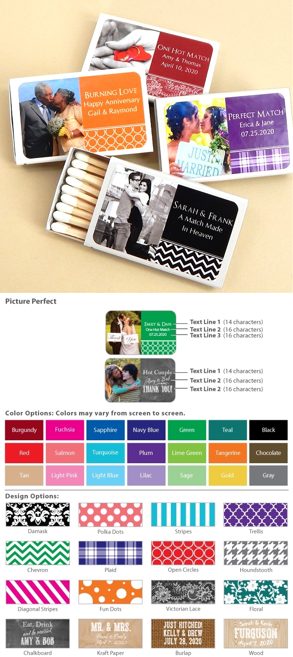 Custom Picture Perfect Photo Matches in White Matchbox (Set of 50)