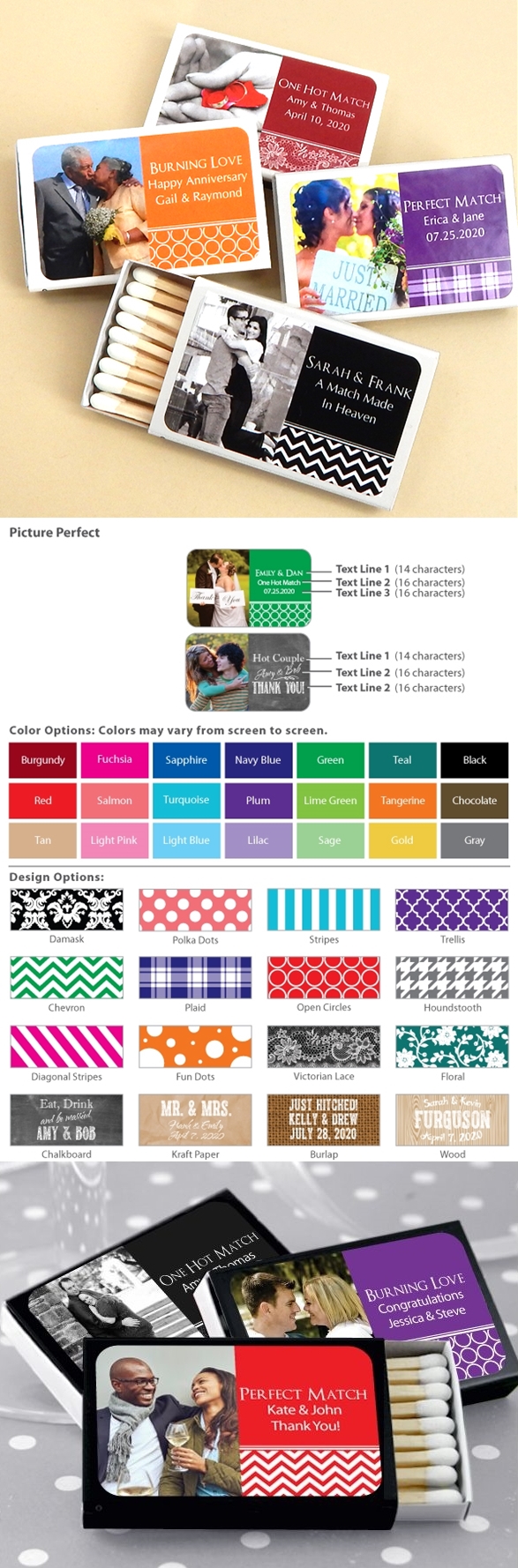 Custom Picture Perfect Photo Matches in White Matchbox (Set of 50)