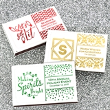 Metallic Foil Holiday Design Personalized White Matchboxes (Set of 50)