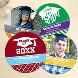 Personalized Round Cardstock-Paper Coasters (Graduation Designs)