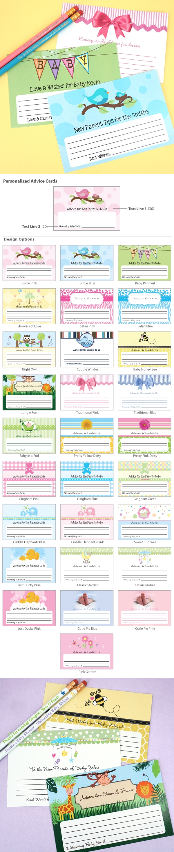 Personalized Baby Shower Advice Cards (Various Designs) (Set of 25)