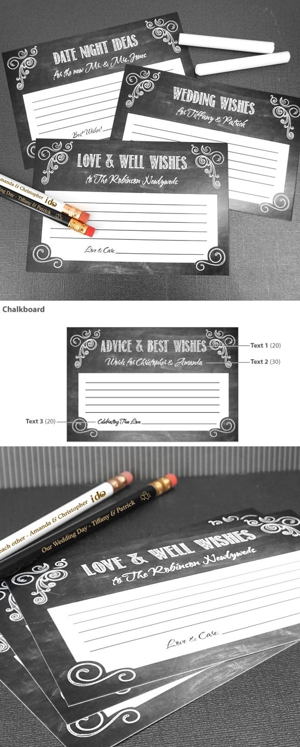 Personalized Chalkboard Motif Cardstock Advice Cards (Set of 25)