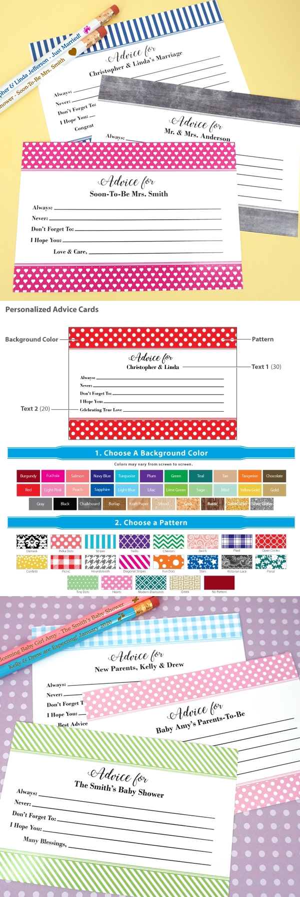 Personalized "Fill In The Blanks" Advice Cards (Set of 25)