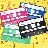 Personalized Retro Cassette-Tape Shaped Song Request Cards (15 Colors)