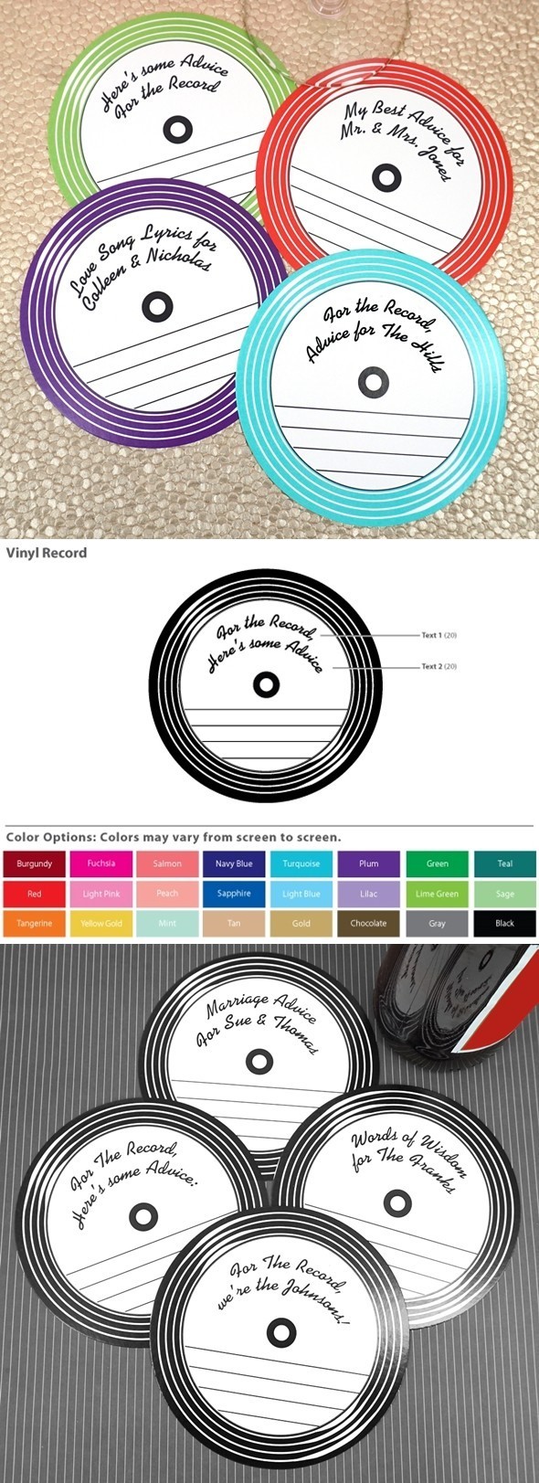 Personalized Vinyl Record  Design Paper Advice Coasters 15 