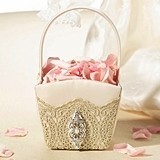 Lillian Rose Vintage Gold Lace Flower Basket