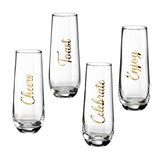Lillian Rose Stemless Champagne Glasses with Sayings (Set of 4)