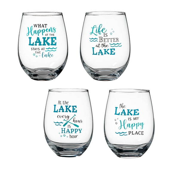 Lillian Rose 'At the Lake' 18oz Stemless Wine Glasses (Set of 4)