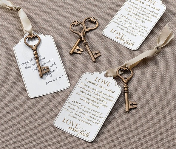 Christian-Theme Bronze Key Tags for Guest Signing (Set of 24)