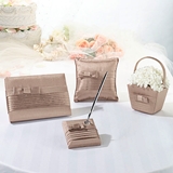 Lillian Rose Warm Taupe-Colored Wedding Acessories Set w/ Pleated Band