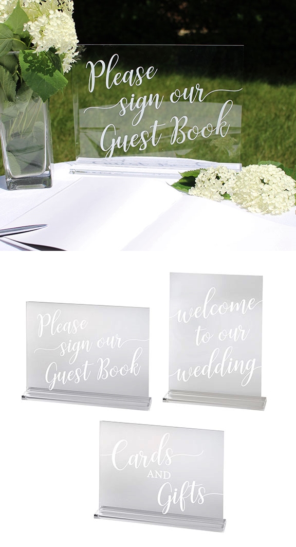 Lillian Rose Clear Acrylic Wedding Reception Signs (Set of 3)