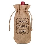 Lillian Rose "Food Family & Love" Burlap Wine Bag