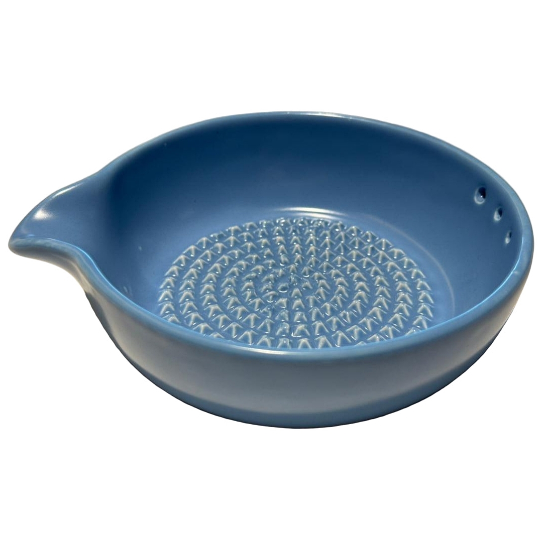 Artisano Designs Garlic Grater Bowl with Herb Stripper in Horizon Blue