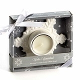 Winter Wonderland Porcelain Snowflake-Shaped Tea Light Candle Holder