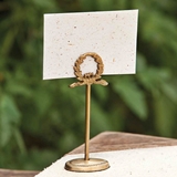 Park Hill Collection Antiqued-Brass Wreath-Topped Place Card Holder