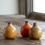 Park Hill Collection Assorted Yellow-Orange Glazed Stoneware Bud Vases