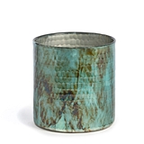 Park Hill Collection Hammered Pattern Teal-Colored Glass Hurricane