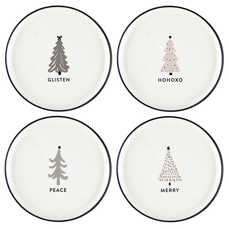 Christmas Village Collection HOHOXO Holiday Appetizer Ceramic Plates (Set of 24)