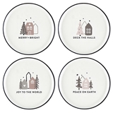 Christmas Village Collection 'Merry+Bright' Holiday Appetizer Plates (Set of 24)