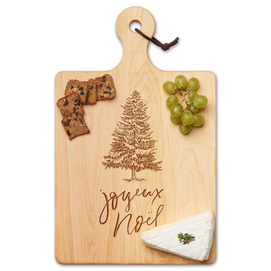 "Joyeux Noel" Christmas Tree Design Maple-Wood Cutting Board/Wall Decor