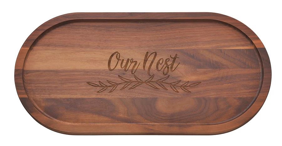 Sophistiplate 'Our Nest' Oval Walnut-Wood Artisan Serving Board/Wall Decor