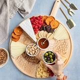 Meg Quinn Round Rubber-Wood Charcuterie Map Board with Handle