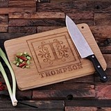 Personalized Bamboo Cutting Board Engraved with Family Name & Seal