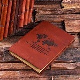 Personalized Leather Notebook/Journal with World Map Design