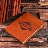 Personalized Leather Notebook/Journal with Oval Flourish Motif