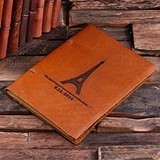 Engraved Paris Eiffel Tower Design Leather Notebook/Journal/Guest Book