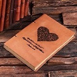 Personalized Butterfly Heart Motif Leather Notebook/Journal/Guest Book