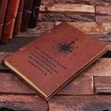 Personalized Compass Rose Motif Leather Notebook/Journal/Guest Book