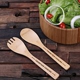 3-Piece Gift-Set Bamboo-Wood Salad Bowl with Personalized Utensils