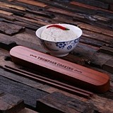 Personalized Bamboo-Wood Chopstick Holder with Chopsticks