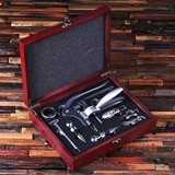 Personalized 7-piece Wine Accessories Tool Kit in Cherry-Wood Box