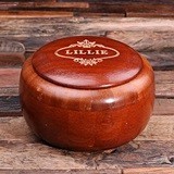 Personalizable Dark-Wood Round Bowl/Treasure Container with Lid