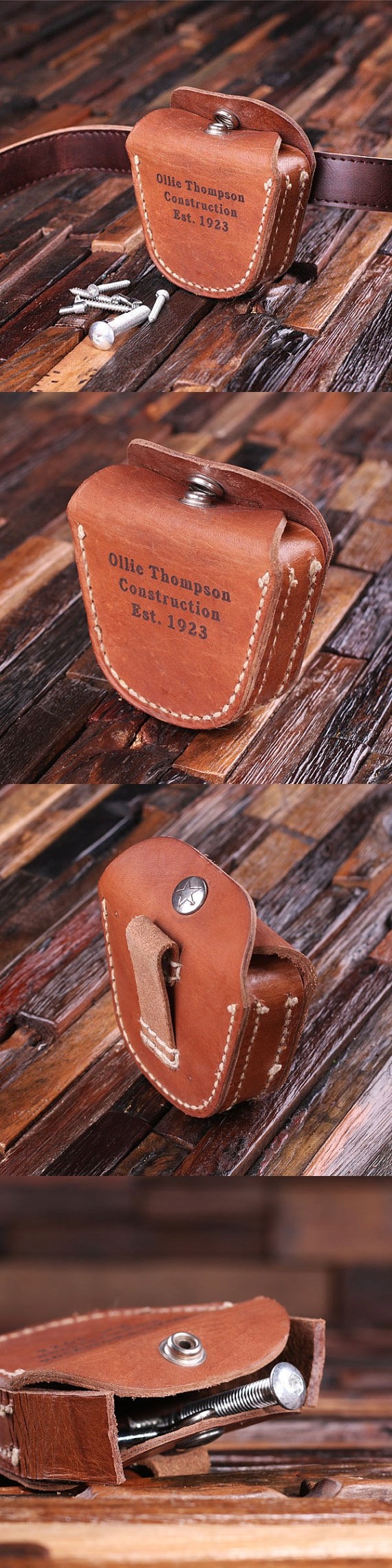 Personalized Engraved Genuine Leather Tool Belt Pouch