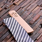 Monogrammed Tie Hook Hanger in Natural Wood Finish