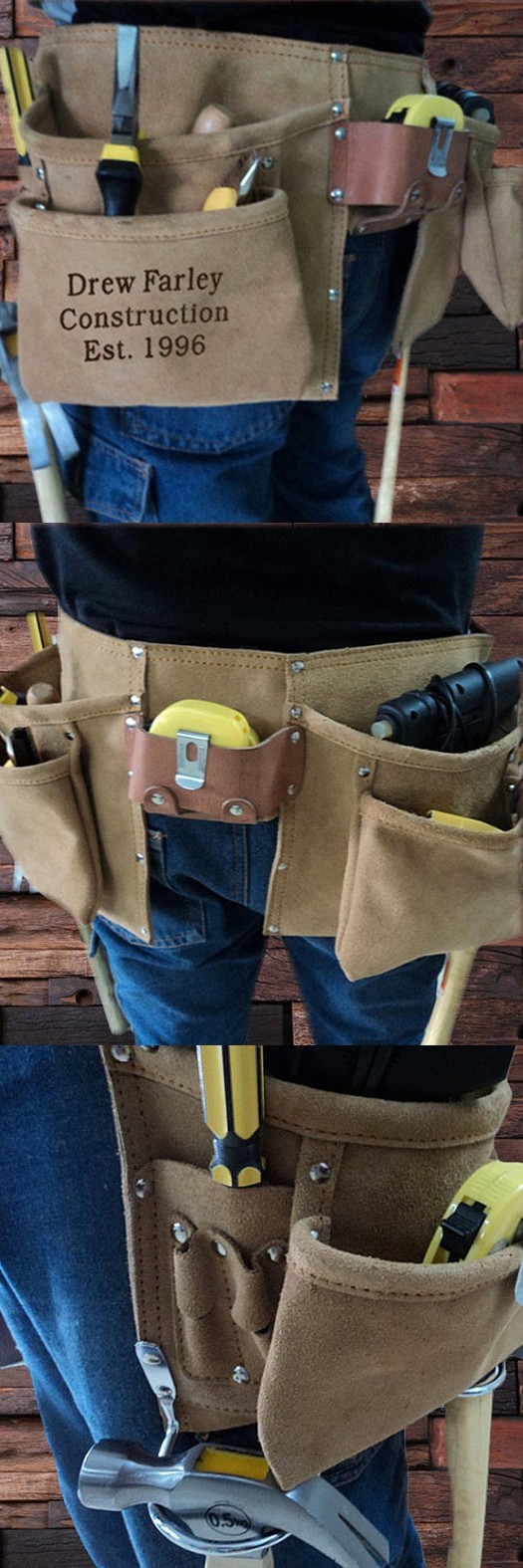 Personalized Engraved Suede Leather Complete Tool Belt