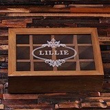 Personalized Wood Tea Box/Jewelry Box/Organizer with Glass Lid