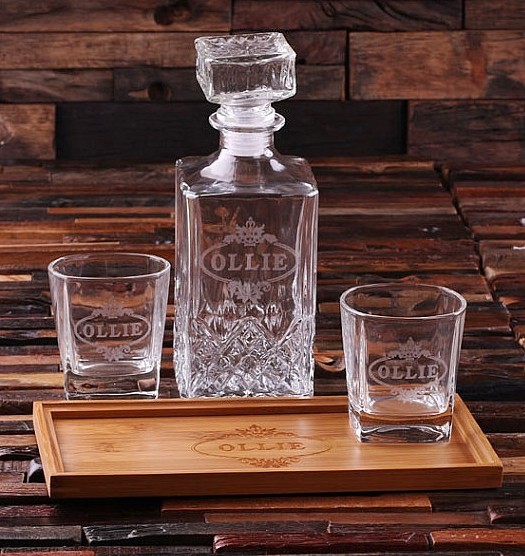 WHISKEY DECANTER Sale Custom Engraved Decanter and Whiskey Glasses