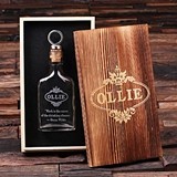 Personalized Vintage Style Flask with Drinking Quote in Wood Gift Box