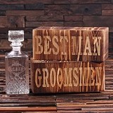 Personalized 28 oz. Glass Whiskey Decanter in Wood Box for Groomsmen