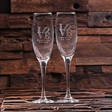 Personalized Stacked Love Design Champagne Flutes (Set of 2)