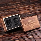 Personalized 8 oz. Whiskey Glasses Set with Wooden Gift-Box