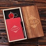 Personalized Gift-Set with Journal, Pen and Key Chain in Keepsake Box