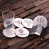 Monogrammed 6 pc Stainless Steel Coasters Set (34 Monogram Designs)