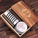 Monogrammed Stainless Steel Coasters Set w/ Box (34 Monogram Designs)